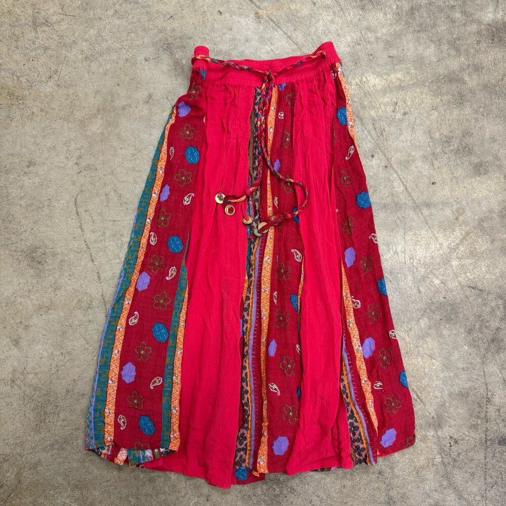 Halsey Collection Vintage Indie Bohemian Patchwork Floral Maxi Skirt XL